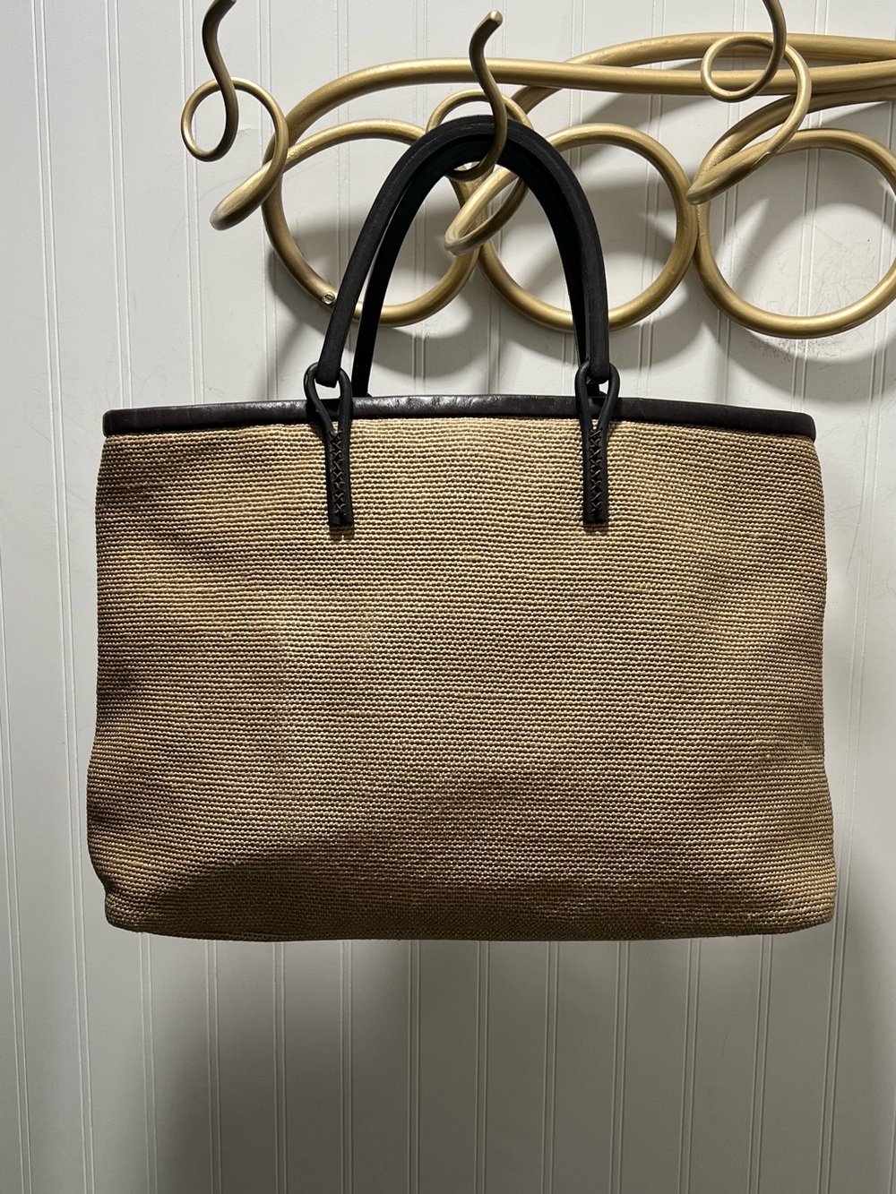 Sigrid Olsen Tan Woven with Leather-Trim Tote